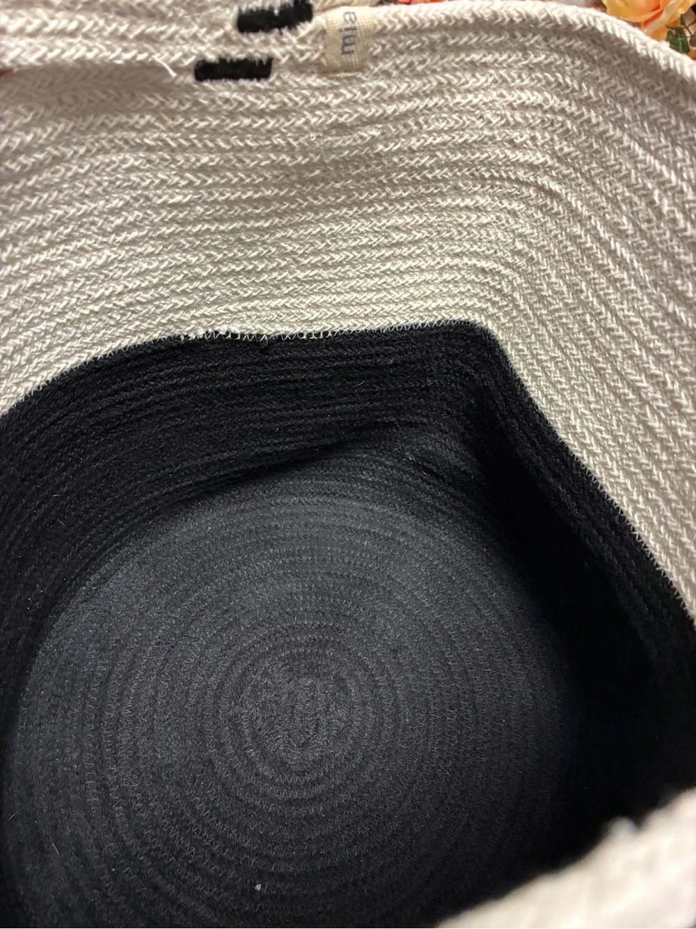 Mia Mélange Liquorice X-Large Organic Cotton Rope Cylinder Basket Black Ivory - Picture 9 of 14